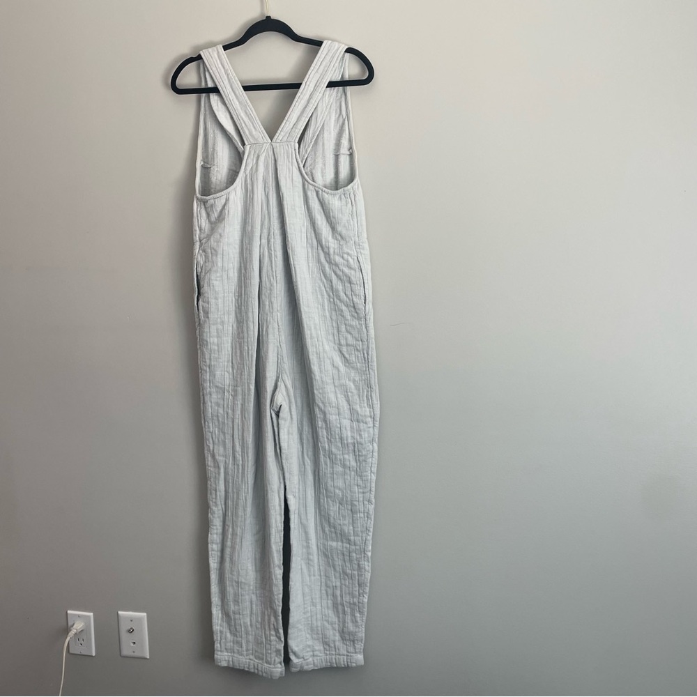 Free People White Gauze Linen Jumpsuit with Button Detail - Picture 2 of 10